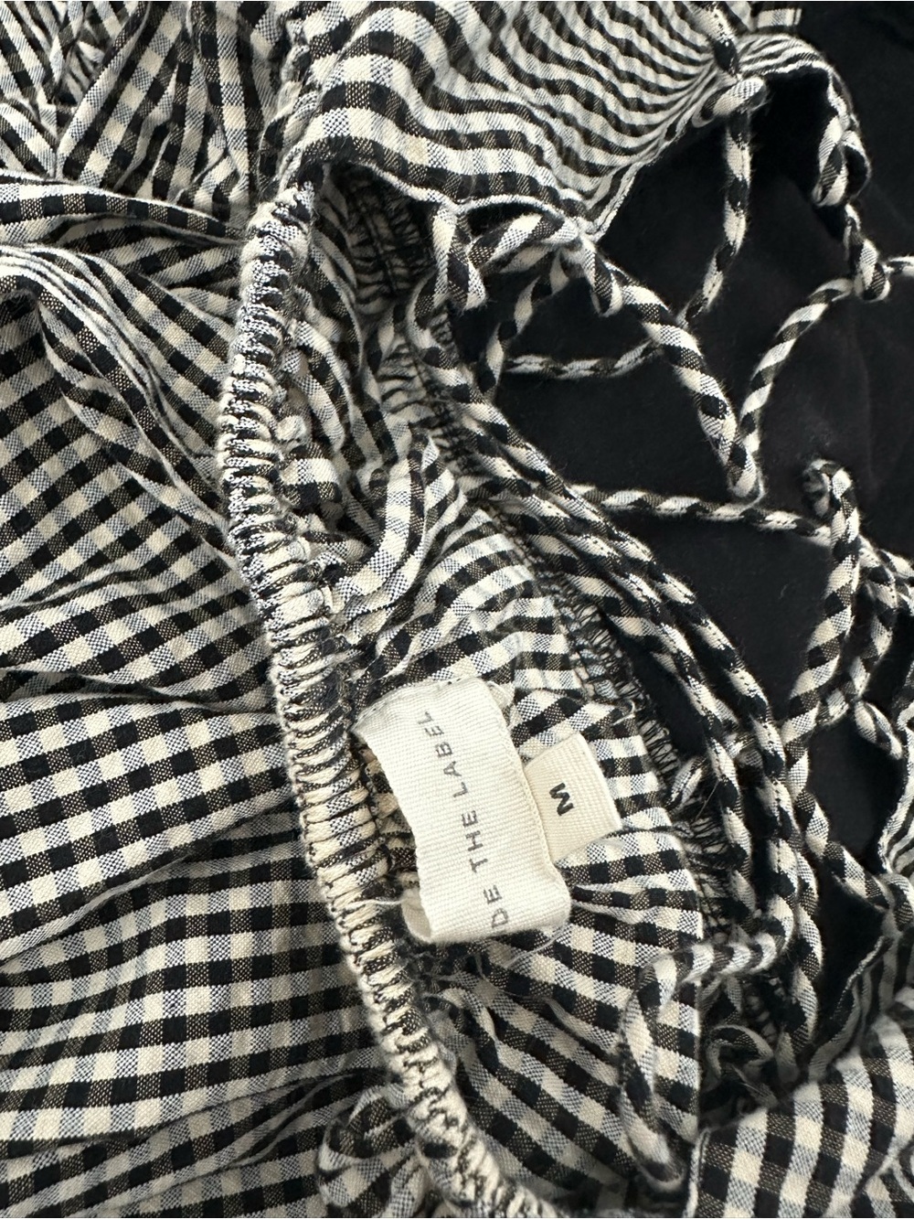 Smocked Strapless Gingham Midi Dress in Black & White - Picture 5 of 6